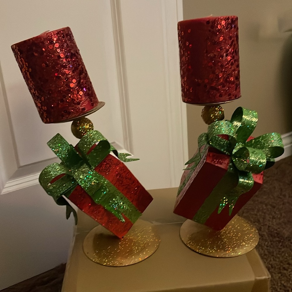 Festive Red and Green Candle Holders